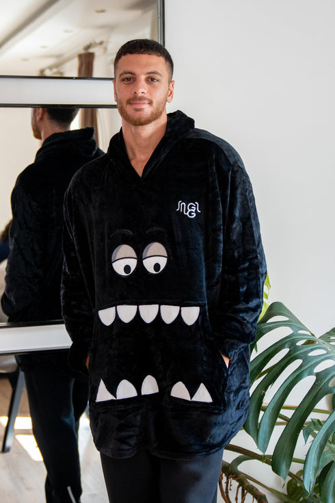 Snuggs Blanket Hoodie Black Monster
